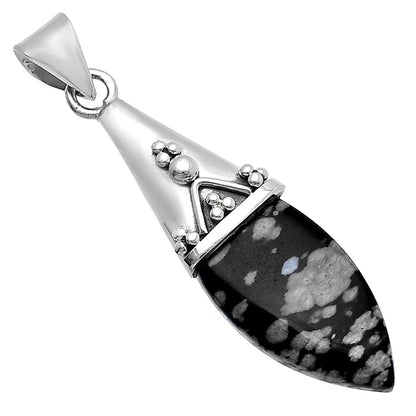 Natural Snow Flake Obsidian Pendant P-1139 SDP144174