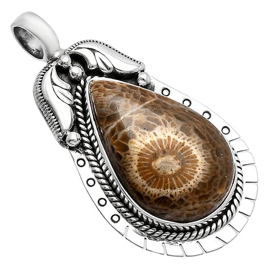 Natural Flower Fossil Coral Pendant P-1568 SDP144224