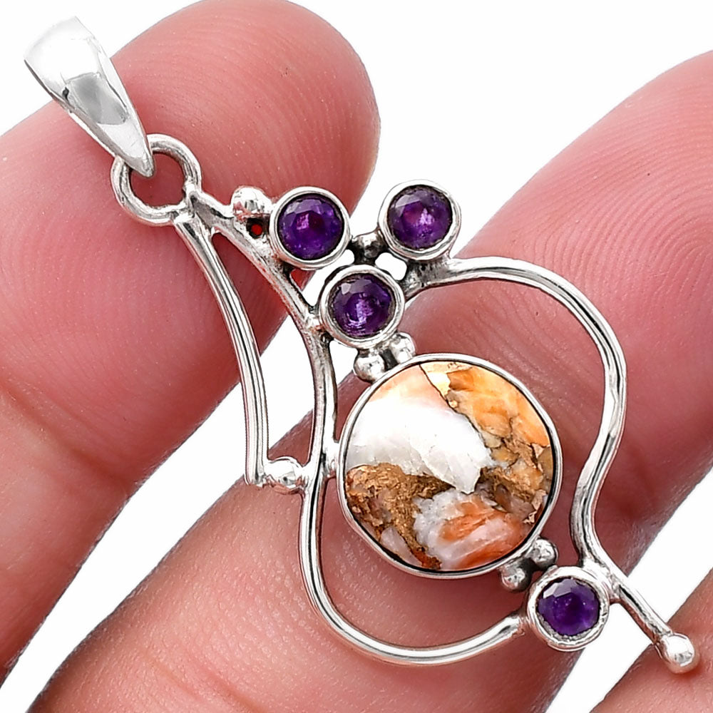 Spiny Oyster Turquoise & Amethyst Pendant P-1037 SDP144241