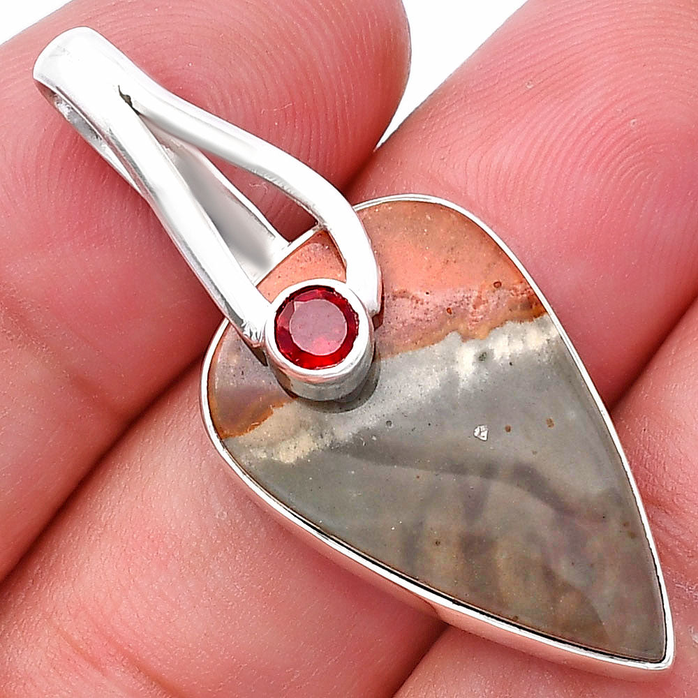 Natural Polygram Jasper & Garnet Pendant P-1251 SDP144249