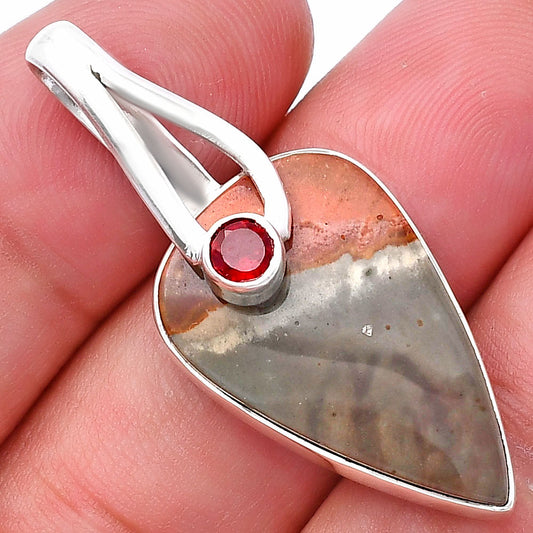 Natural Polygram Jasper & Garnet Pendant P-1251 SDP144249