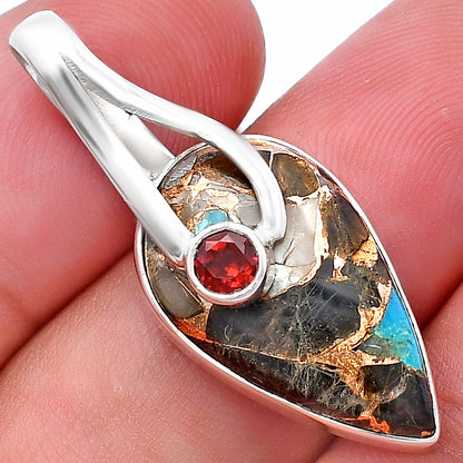 Shell In Black Blue Turquoise, Garnet Pendant P-1251 SDP144257