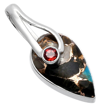 Shell In Black Blue Turquoise, Garnet Pendant P-1251 SDP144257