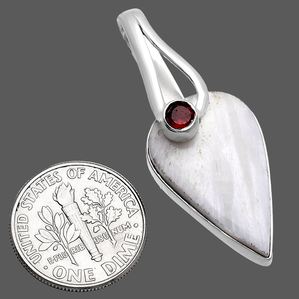 Natural White Scolecite & Garnet Pendant P-1251 SDP144260