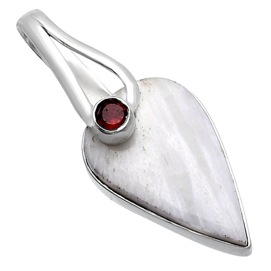 Natural White Scolecite & Garnet Pendant P-1251 SDP144260