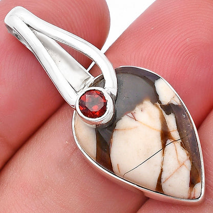 Natural Peanut Wood & Garnet Pendant P-1251 SDP144265