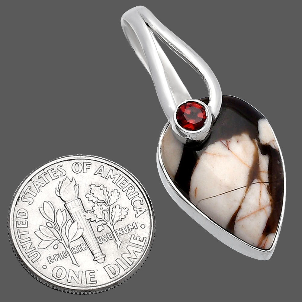 Natural Peanut Wood & Garnet Pendant P-1251 SDP144265