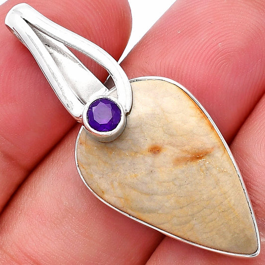 Natural Polygram Jasper & Amethyst Pendant P-1251 SDP144269