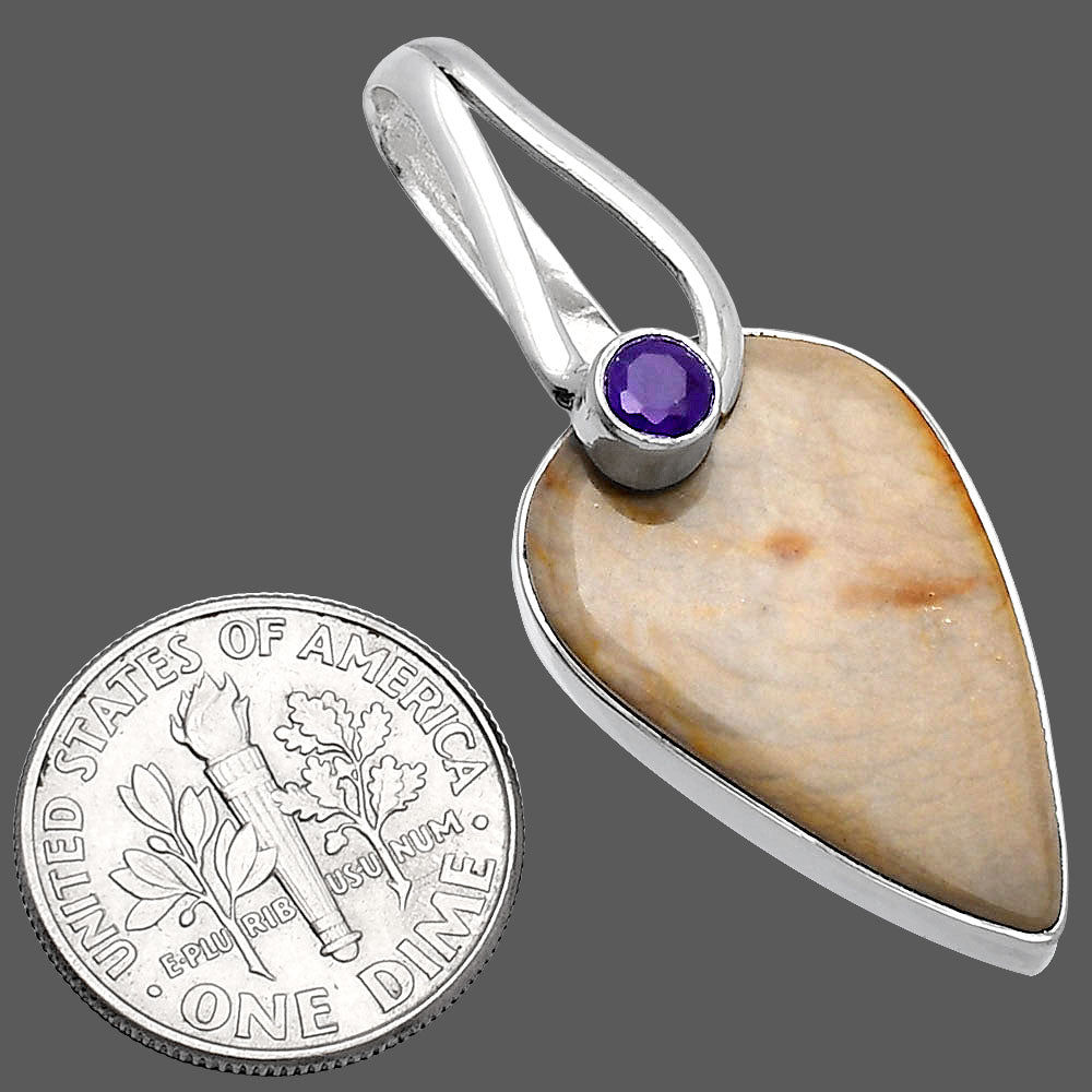 Natural Polygram Jasper & Amethyst Pendant P-1251 SDP144269