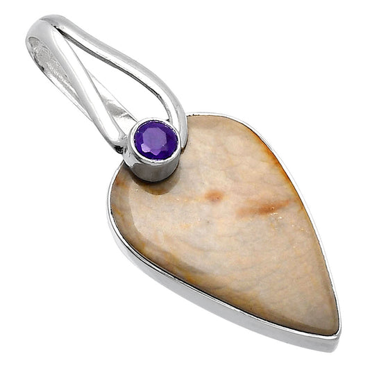 Natural Polygram Jasper & Amethyst Pendant P-1251 SDP144269