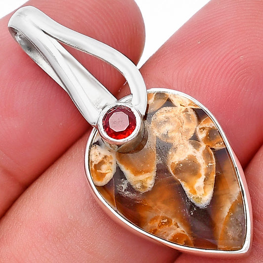 Natural Peanut Wood & Garnet Pendant P-1251 SDP144278