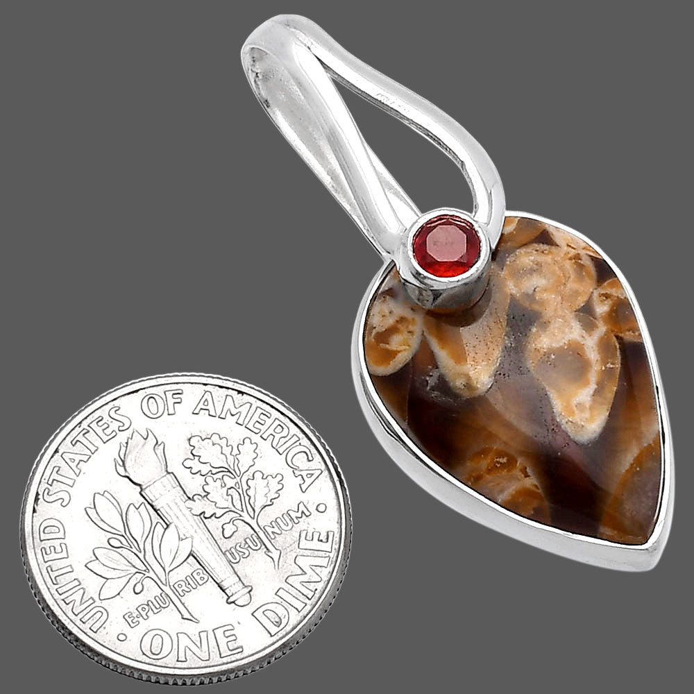 Natural Peanut Wood & Garnet Pendant P-1251 SDP144278