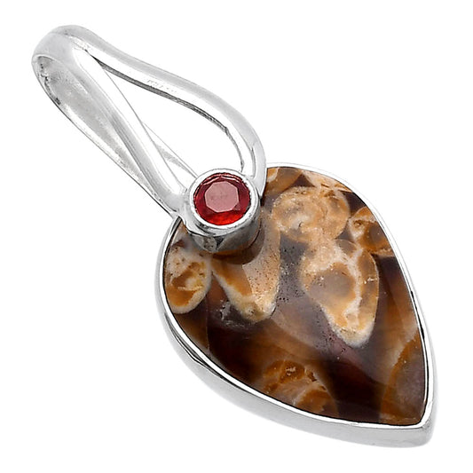 Natural Peanut Wood & Garnet Pendant P-1251 SDP144278