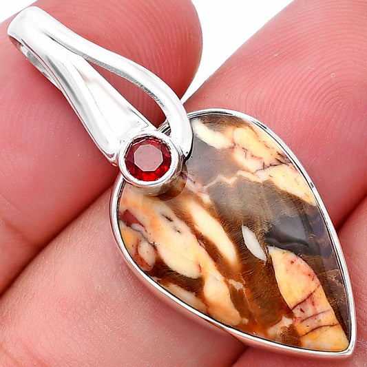 Natural Peanut Wood & Garnet Pendant P-1251 SDP144279