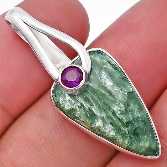 Russian Seraphinite & Amethyst Pendant P-1251 SDP144285