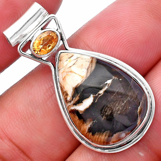 Natural Peanut Wood & Citrine Pendant P-1130 SDP144304