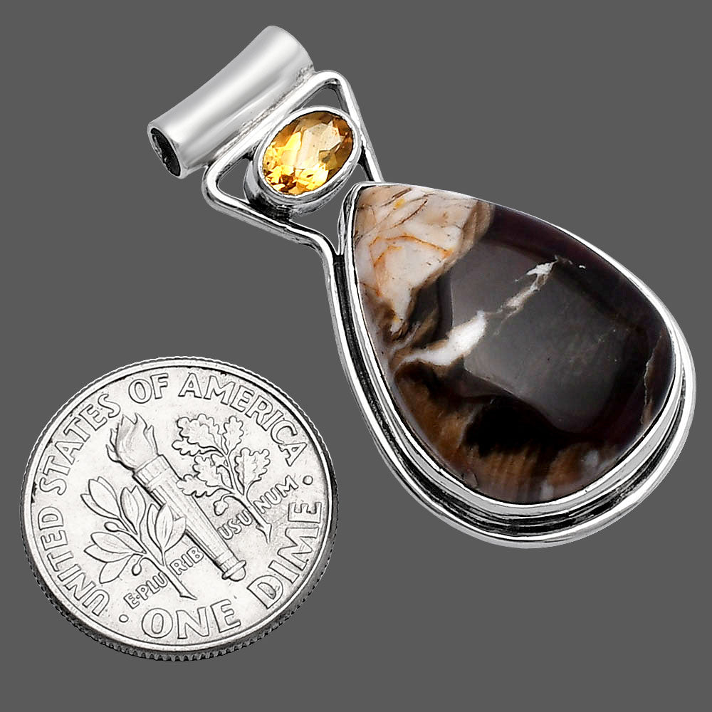 Natural Peanut Wood & Citrine Pendant P-1130 SDP144304