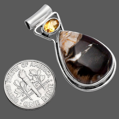 Natural Peanut Wood & Citrine Pendant P-1130 SDP144304