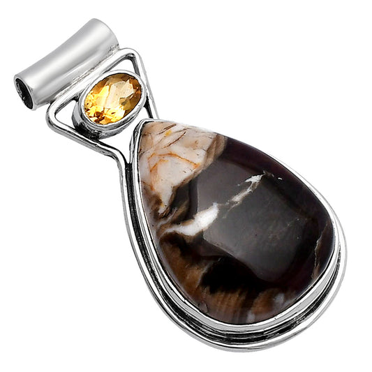 Natural Peanut Wood & Citrine Pendant P-1130 SDP144304