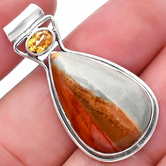 Natural Polygram Jasper & Citrine Pendant P-1130 SDP144314
