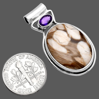 Natural Peanut Wood & Amethyst Pendant P-1130 SDP144316