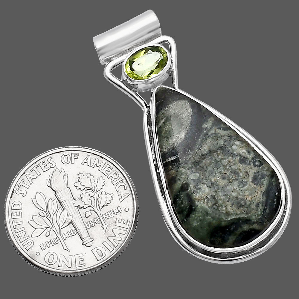 Natural Star Galaxy Jasper & Peridot Pendant P-1130 SDP144346