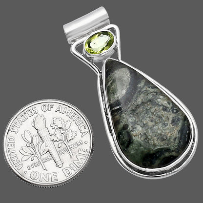 Natural Star Galaxy Jasper & Peridot Pendant P-1130 SDP144346