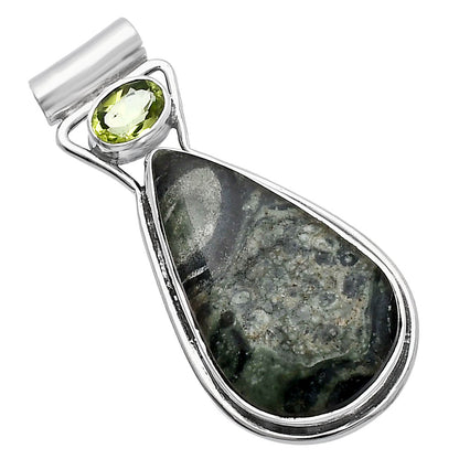 Natural Star Galaxy Jasper & Peridot Pendant P-1130 SDP144346