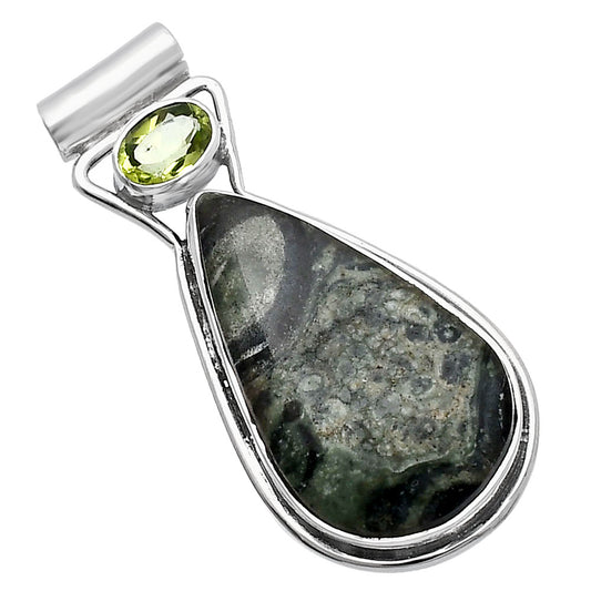 Natural Star Galaxy Jasper & Peridot Pendant P-1130 SDP144346