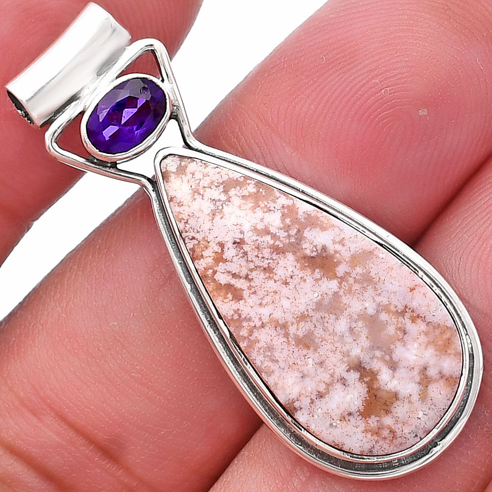 Natural Red Moss Agate & Amethyst Pendant P-1130 SDP144349