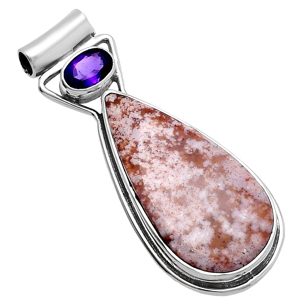 Natural Red Moss Agate & Amethyst Pendant P-1130 SDP144349