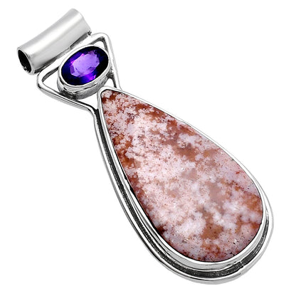 Natural Red Moss Agate & Amethyst Pendant P-1130 SDP144349