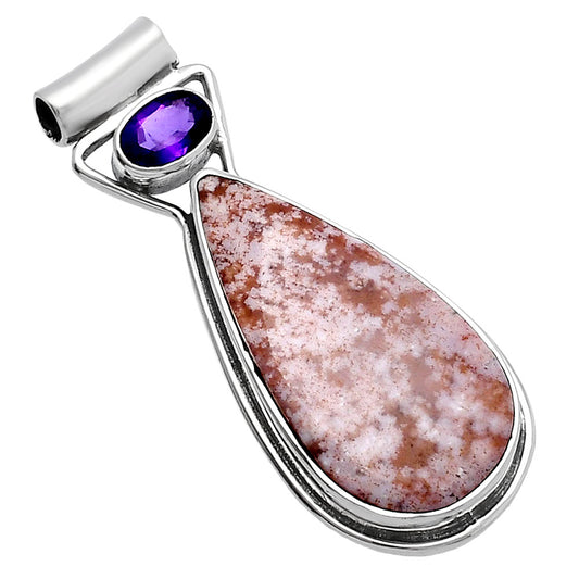 Natural Red Moss Agate & Amethyst Pendant P-1130 SDP144349
