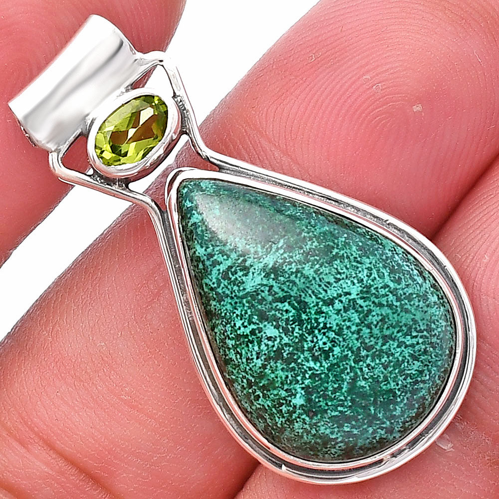Natural Shattuckite - USA & Peridot Pendant P-1130 SDP144355