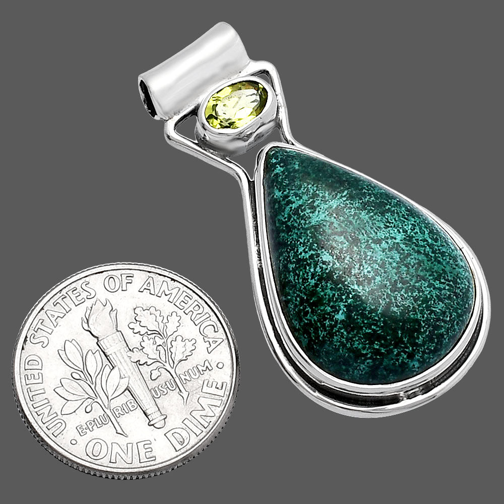 Natural Shattuckite - USA & Peridot Pendant P-1130 SDP144355