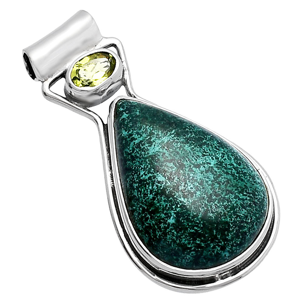 Natural Shattuckite - USA & Peridot Pendant P-1130 SDP144355