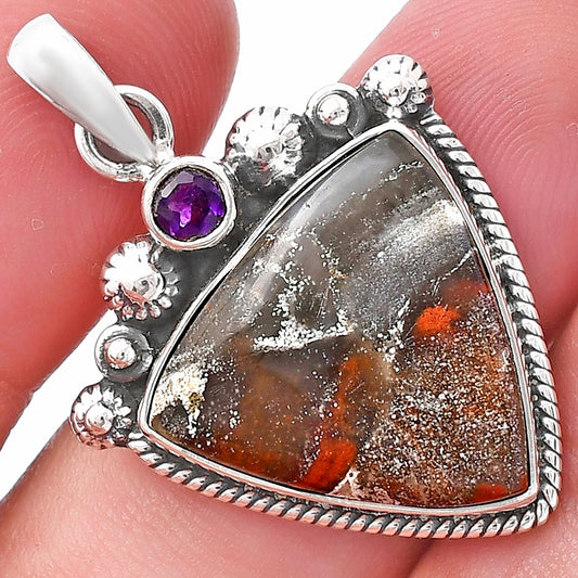 Natural Tabu Jasper & Amethyst Pendant P-1482 SDP144390