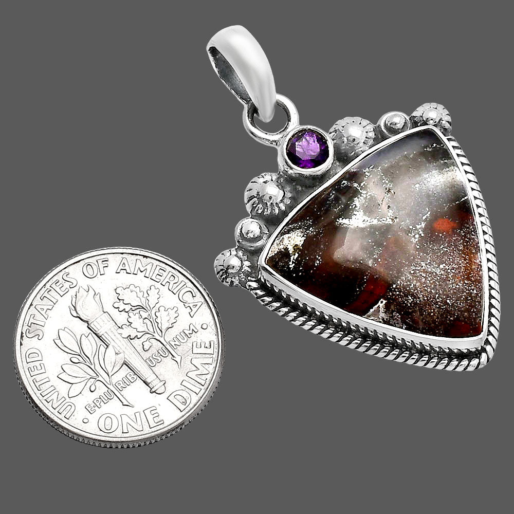 Natural Tabu Jasper & Amethyst Pendant P-1482 SDP144390