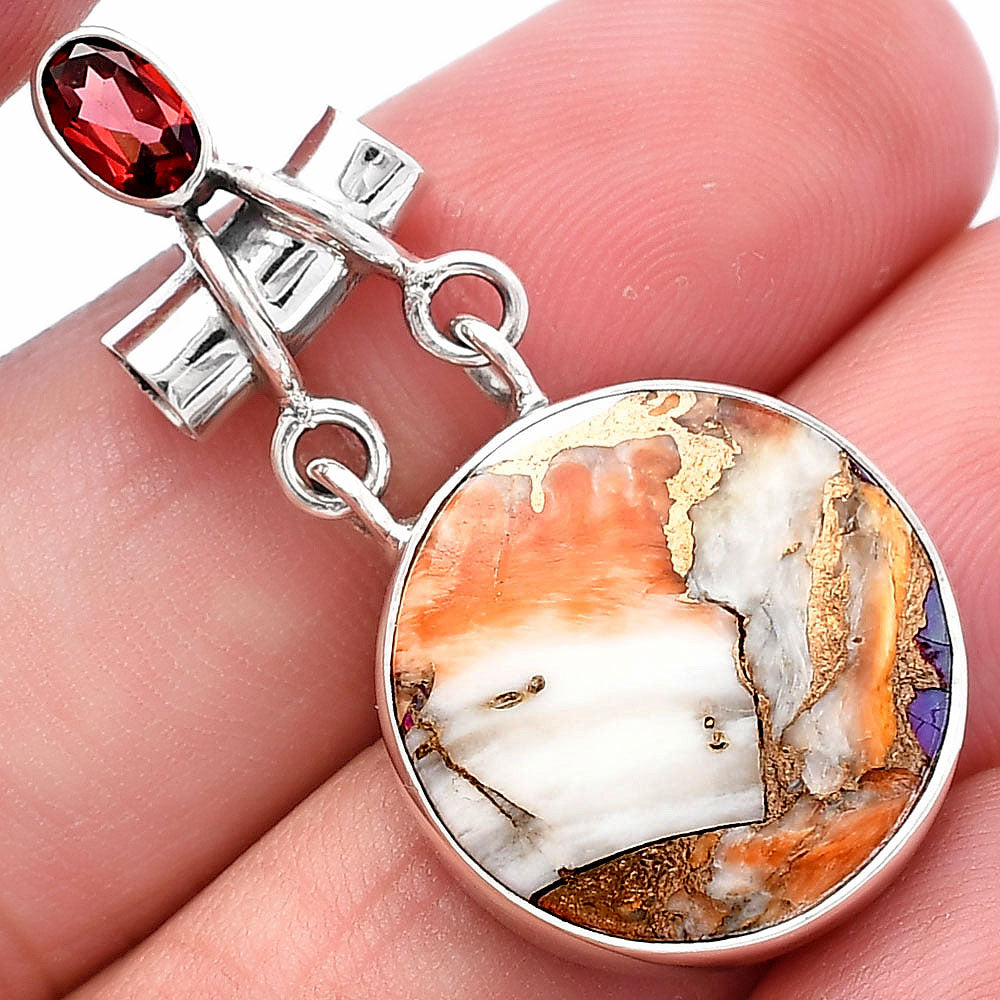 Spiny Oyster Turquoise & Garnet Pendant P-1276 SDP144433