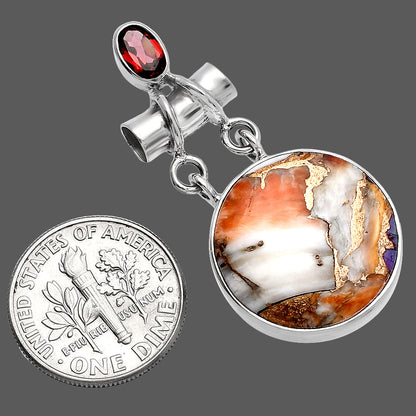 Spiny Oyster Turquoise & Garnet Pendant P-1276 SDP144433