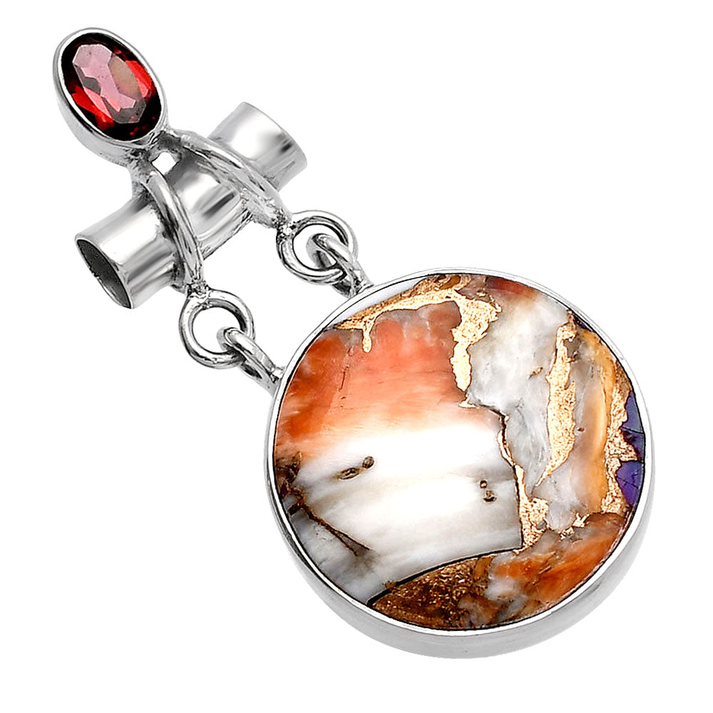 Spiny Oyster Turquoise & Garnet Pendant P-1276 SDP144433