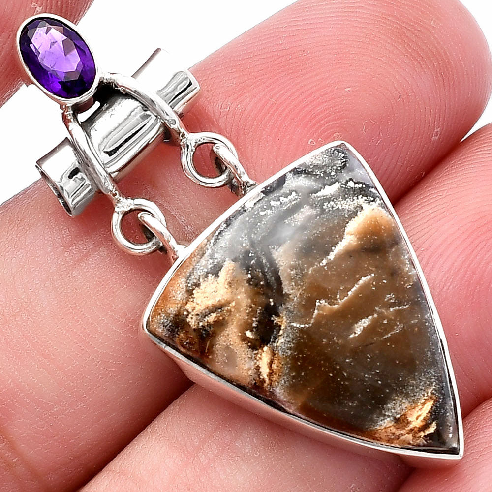 Natural Tabu Jasper & Amethyst Pendant P-1276 SDP144436