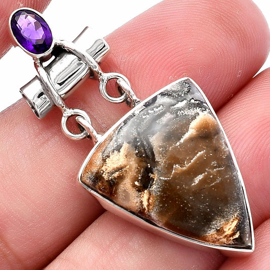 Natural Tabu Jasper & Amethyst Pendant P-1276 SDP144436