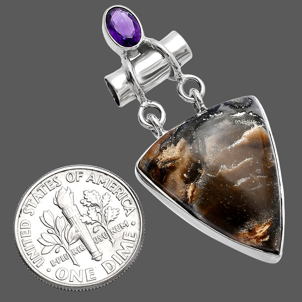 Natural Tabu Jasper & Amethyst Pendant P-1276 SDP144436