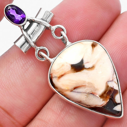 Natural Peanut Wood & Amethyst Pendant P-1276 SDP144444