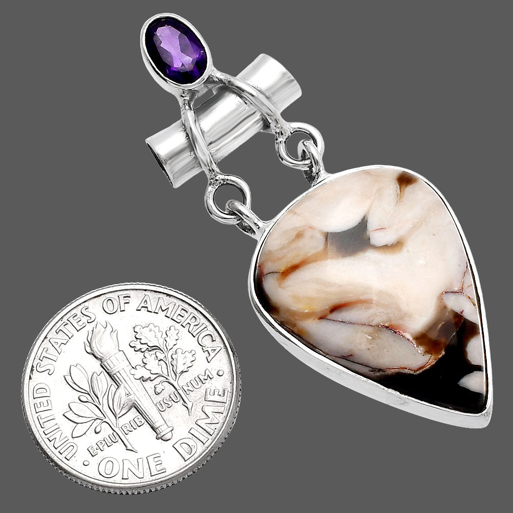 Natural Peanut Wood & Amethyst Pendant P-1276 SDP144444