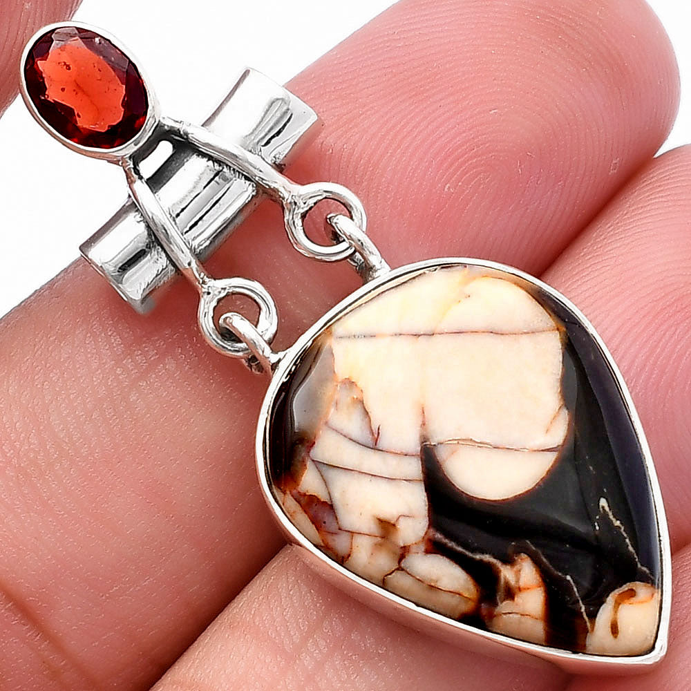 Natural Peanut Wood & Garnet Pendant P-1276 SDP144466