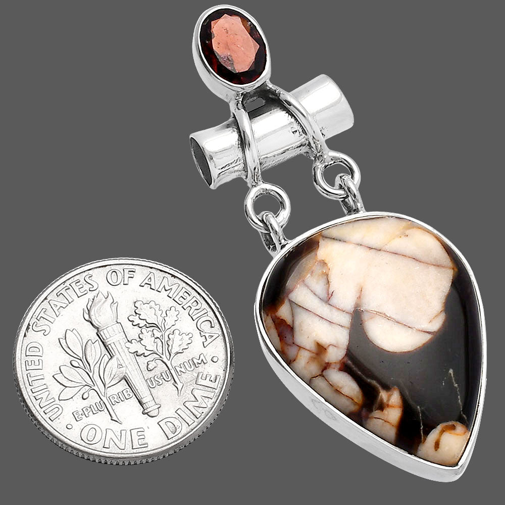 Natural Peanut Wood & Garnet Pendant P-1276 SDP144466