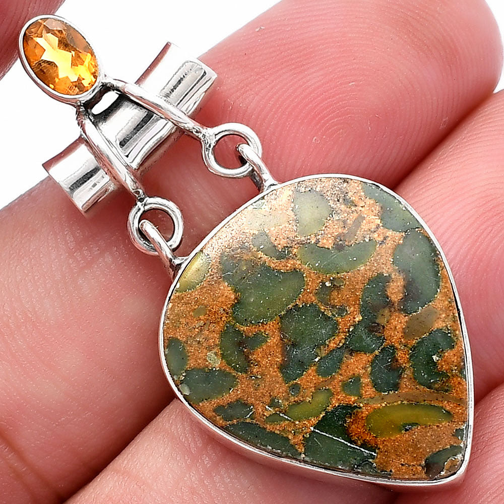 Natural Bamboo Jasper & Citrine Pendant P-1276 SDP144472