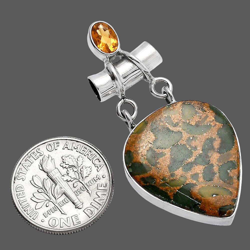 Natural Bamboo Jasper & Citrine Pendant P-1276 SDP144472